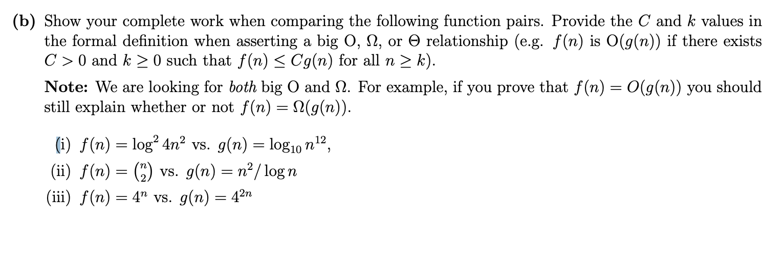 Solved (b) Show Your Complete Work When Comparing The | Chegg.com