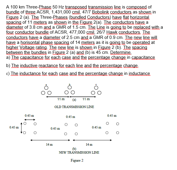 Solved A 100 km Three-Phase 50 Hz transposed transmission | Chegg.com