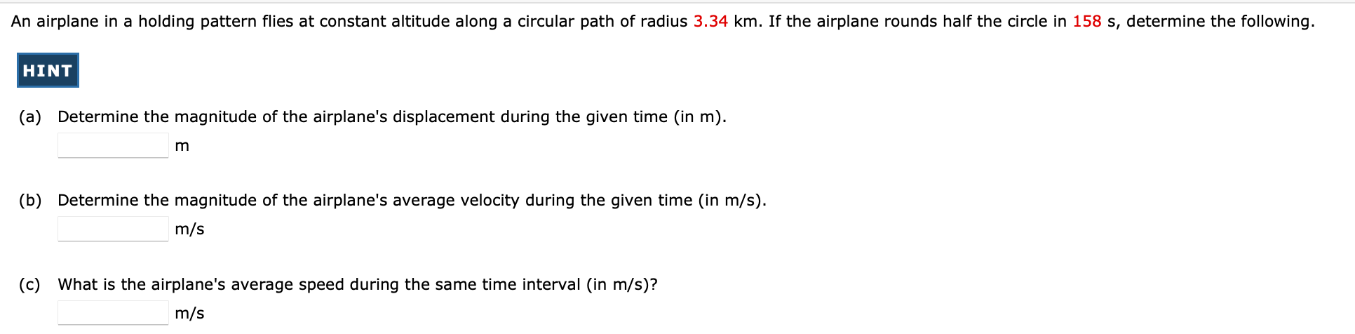 Solved An airplane in a holding pattern flies at constant | Chegg.com