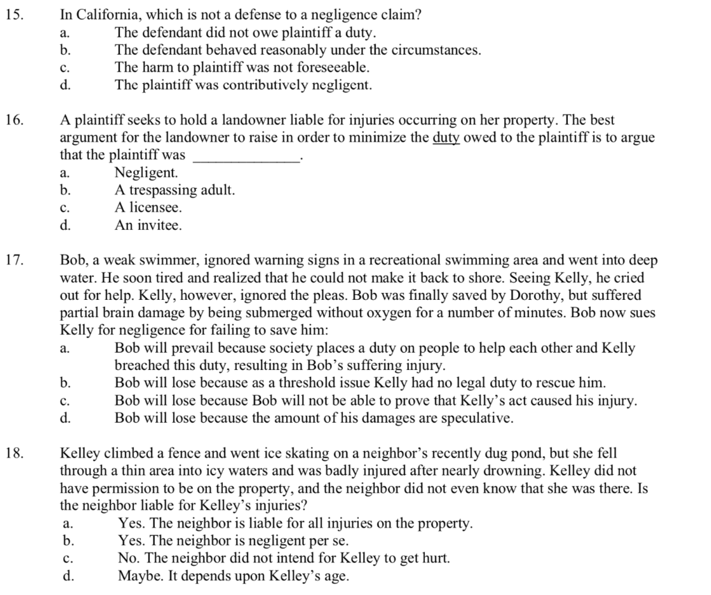 Solved 15 A In California Which Is Not A Defense To A Chegg