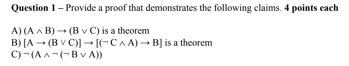 Solved Question 1 - Provide A Proof That Demonstrates The | Chegg.com