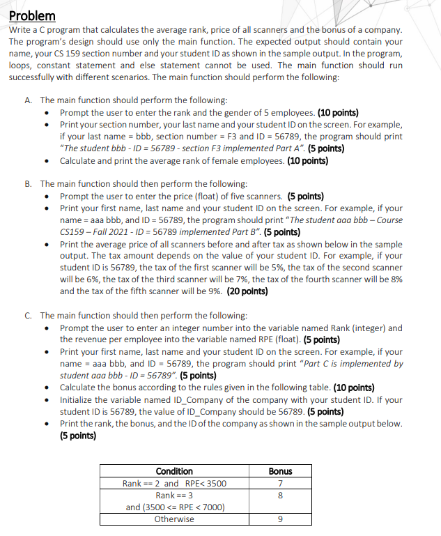 Solved Problem Write a C program that calculates the average | Chegg.com