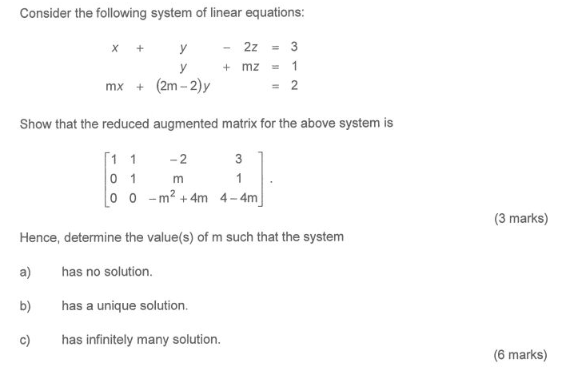 Solved Consider The Following System Of Linear Equations: | Chegg.com