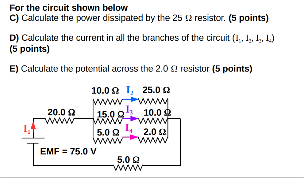 Solved For The Circuit Shown Below C) Calculate The Power | Chegg.com