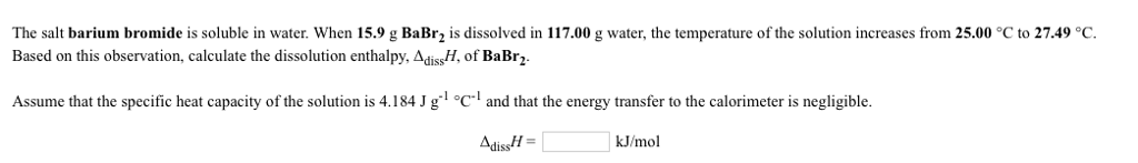 Solved The salt barium bromide is soluble in water. When | Chegg.com