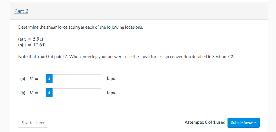 Solved Part 2 Determine the shear force acting at each of | Chegg.com