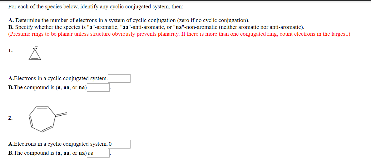 Solved For each of the species below, identify any cyclic | Chegg.com