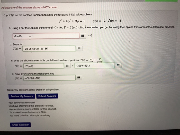 Solved At least one of the answers above is NOT correct. (1 | Chegg.com