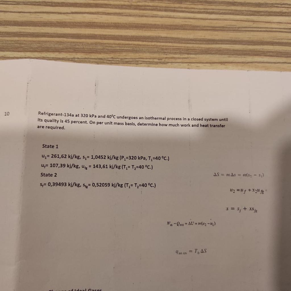 Solved Refrigerant 134a At 320kPa And 40 C Undergoes An Chegg