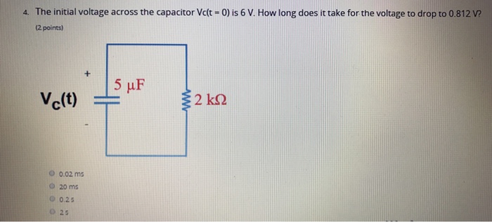 Solved The Initial Voltage Across The Capacitor V_c (t = 0) | Chegg.com