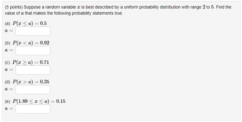 Solved (5 points) Suppose a random variable x is best | Chegg.com