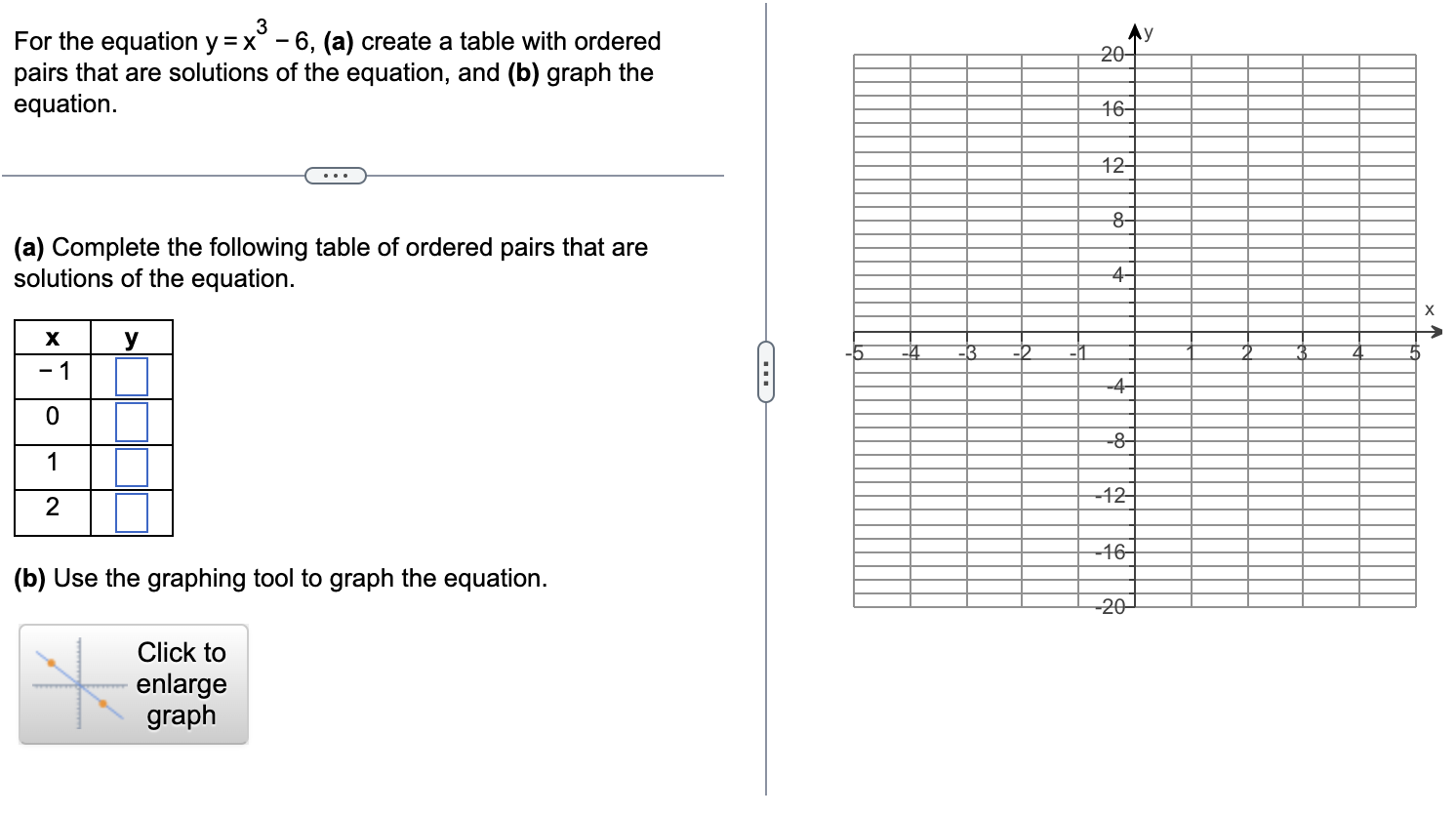 solved-y-20-3-for-the-equation-y-x-6-a-create-a-table-chegg