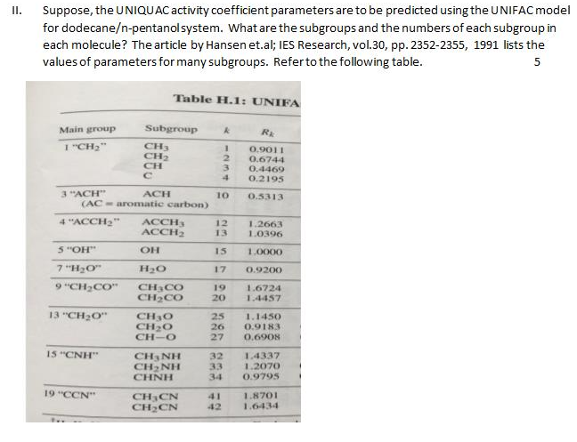 II. Suppose, the UNIQUAC activity coefficient | Chegg.com