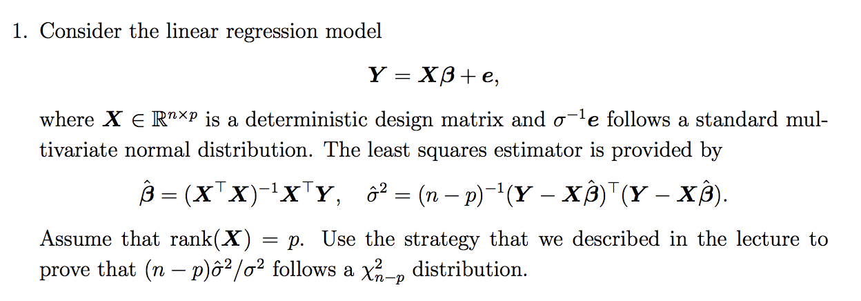 1 Consider The Linear Regression Model Y Xsste Chegg Com