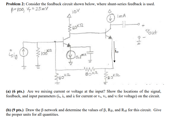 Solved Problem 2: Consider the feedback circuit shown below, | Chegg.com