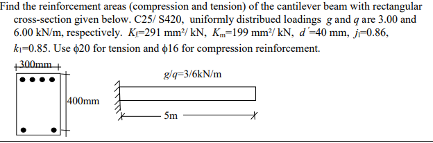 Solved Find the reinforcement areas (compression and tension | Chegg.com