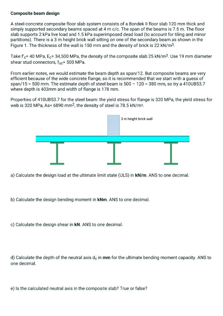 Solved Composite beam design A steelconcrete composite