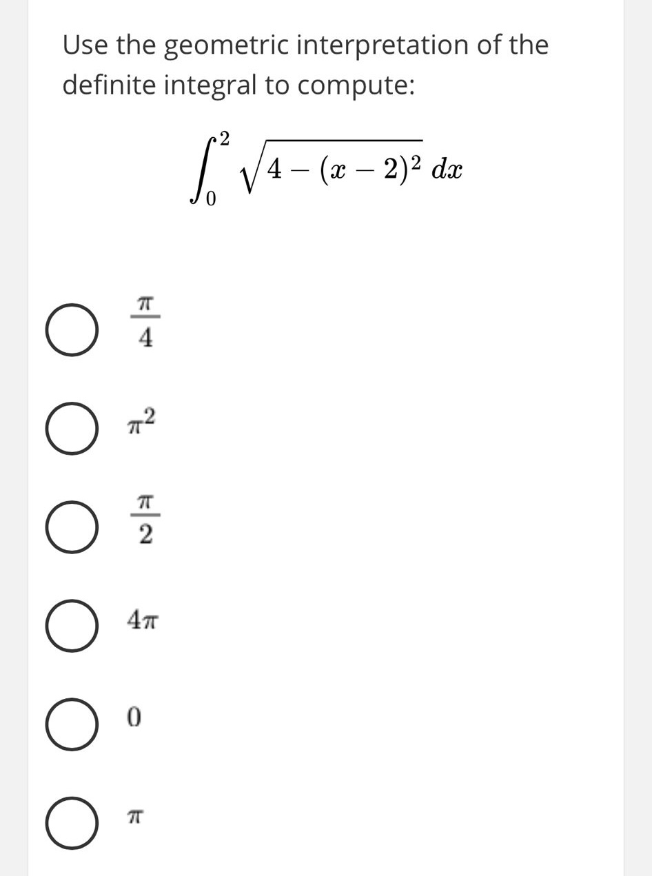 Solved Use the geometric interpretation of thedefinite | Chegg.com