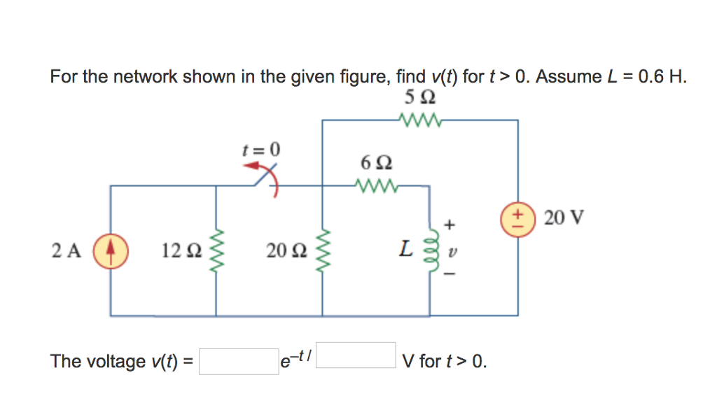 Solved For the network shown in the given figure, find v(t) | Chegg.com