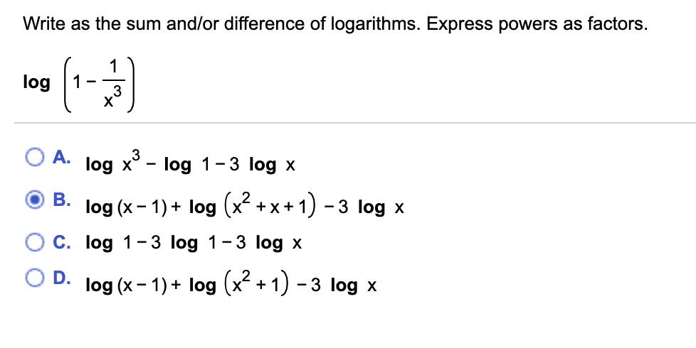 Solved Write As The Sum Andor Difference Of Logarithms 5893