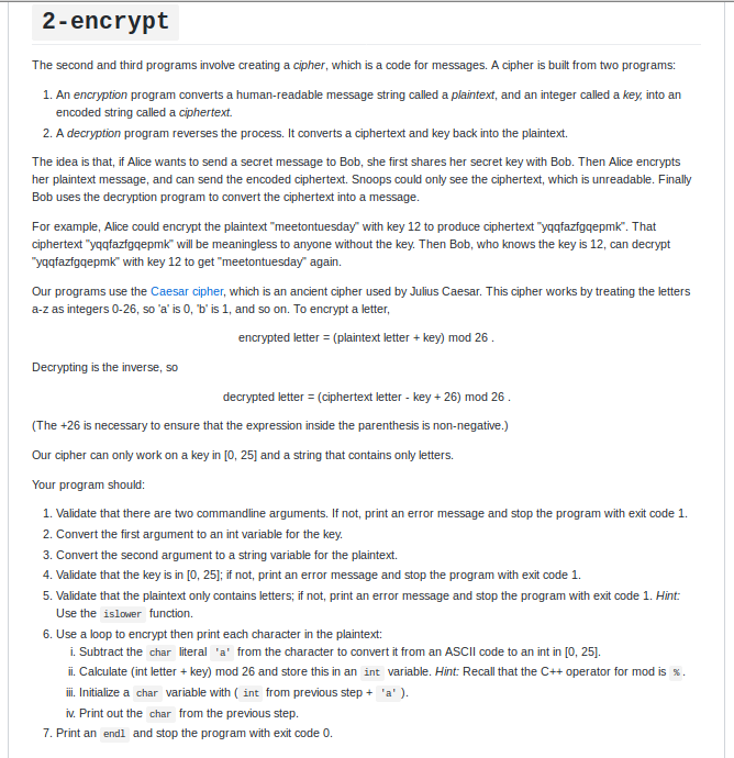 Solved 2-encrypt The second and third programs involve | Chegg.com