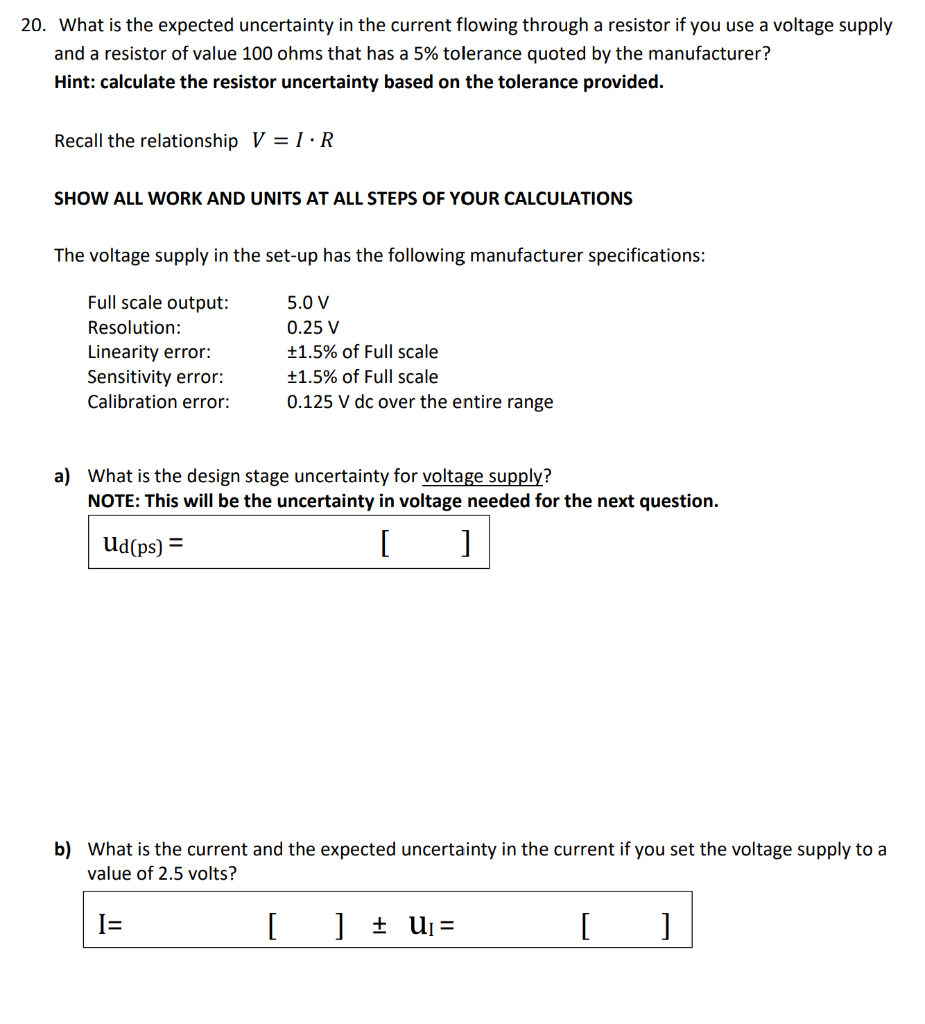 Solved 2. What is the expected uncertainty in the current
