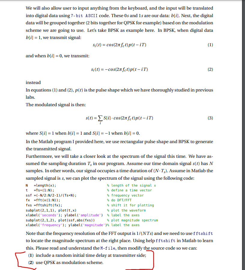 Solved 2 Digital Modulation There are two reasons for | Chegg.com