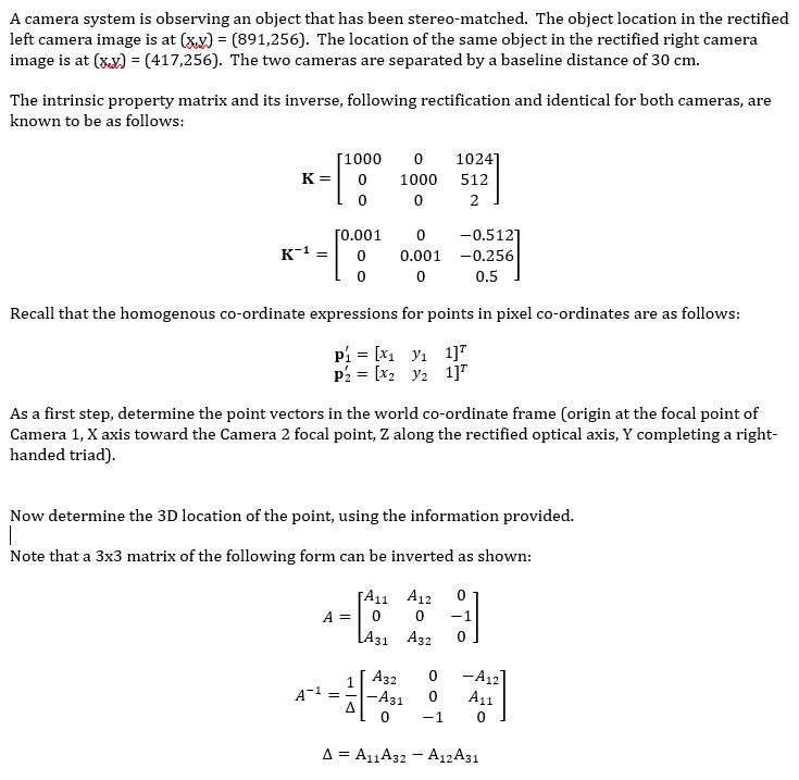 A camera system is observing an object that has been | Chegg.com