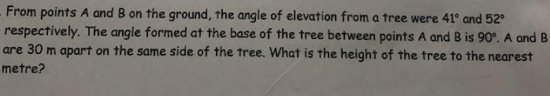 Solved a From points A and B on the ground, the angle of | Chegg.com