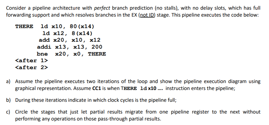 Consider a pipeline architecture with perfect branch | Chegg.com