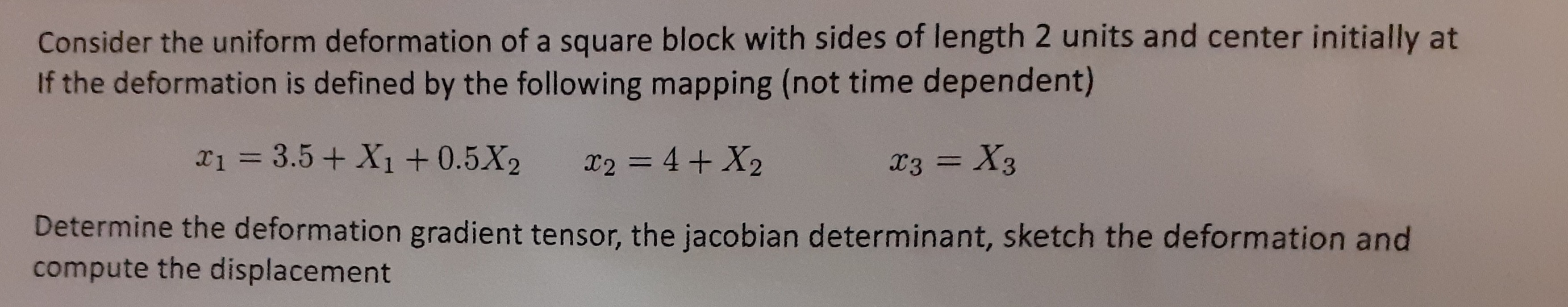 Consider the uniform deformation of a square block
