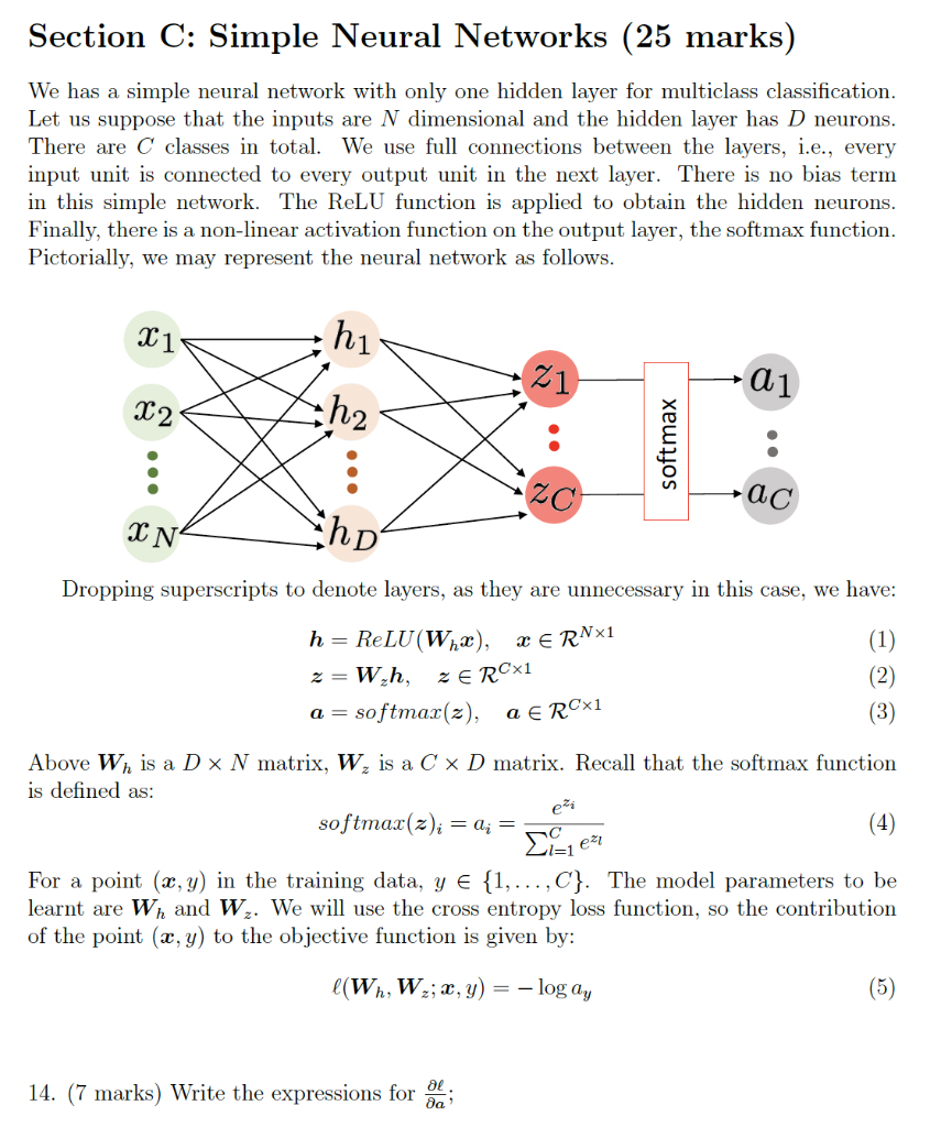 Solved Section C: Simple Neural Networks (25 marks) We has a | Chegg.com