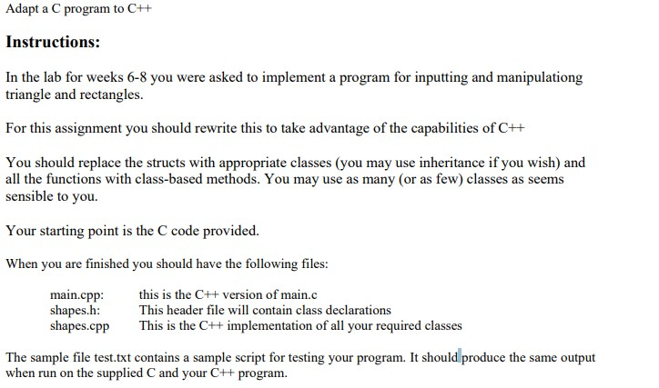 Adapt a C program to C++ Instructions: In the lab for | Chegg.com
