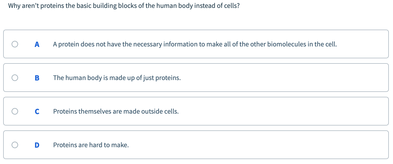 why aren't proteins considered the basic building blocks of the human body