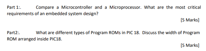 Solved Part 1: Compare A Microcontroller And A | Chegg.com