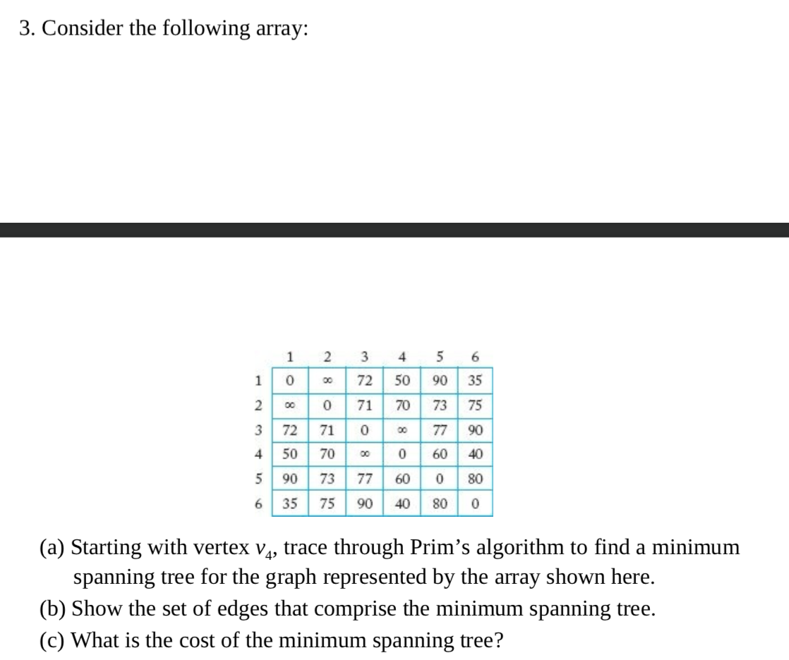3. Consider the following array: 1 2 3 4 5 1 0 0 72 | Chegg.com image.