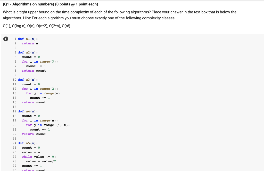 Solved (Q1 - Algorithms on numbers) (8 points @ 1 point | Chegg.com
