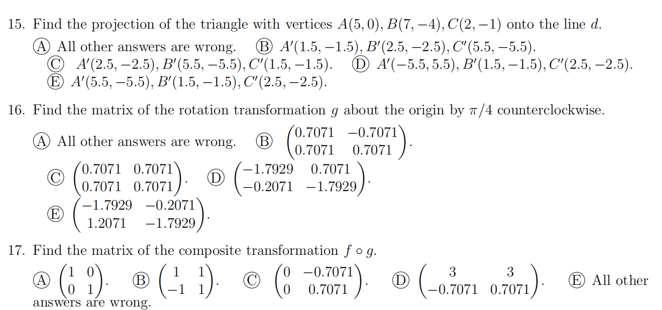 Solved Question 14 Through 17 : In \\( \\mathbb{R}^{2} \\) | Chegg.com