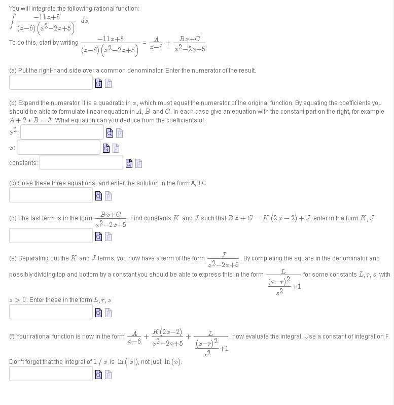 Using 4 Ac For Rational Integral Solved You will integrate the following rational function: | Chegg.com