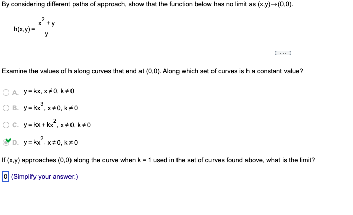 [solved] H X Y Yx2 Y Examine The Values Of H Along Curve