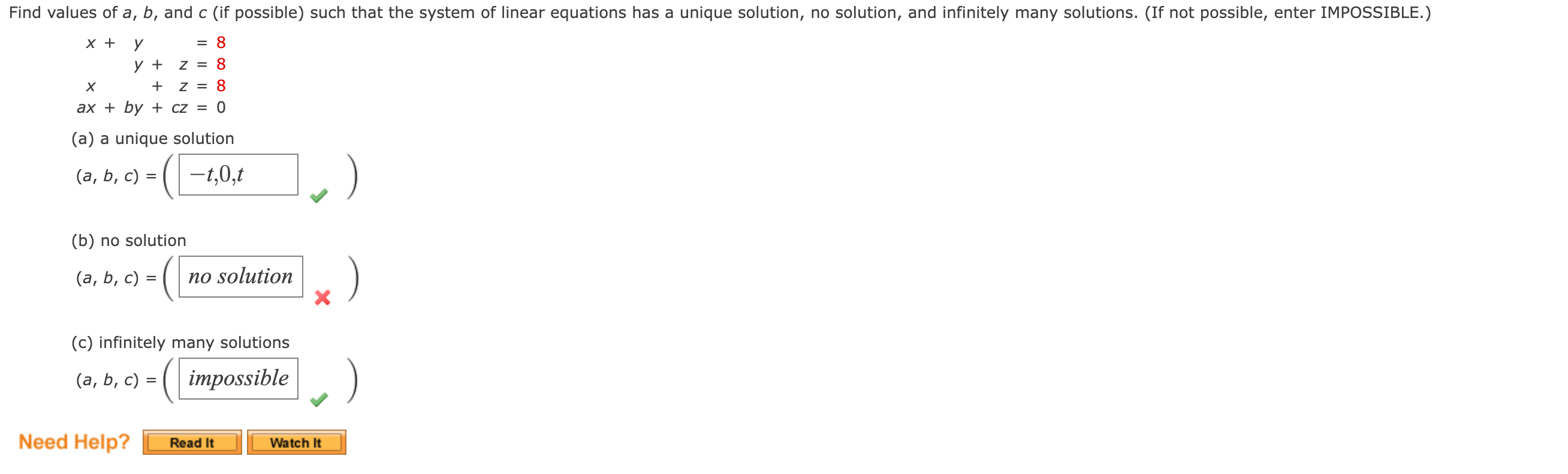 Solved Find Values Of A, B, And C (if Possible) Such That | Chegg.com