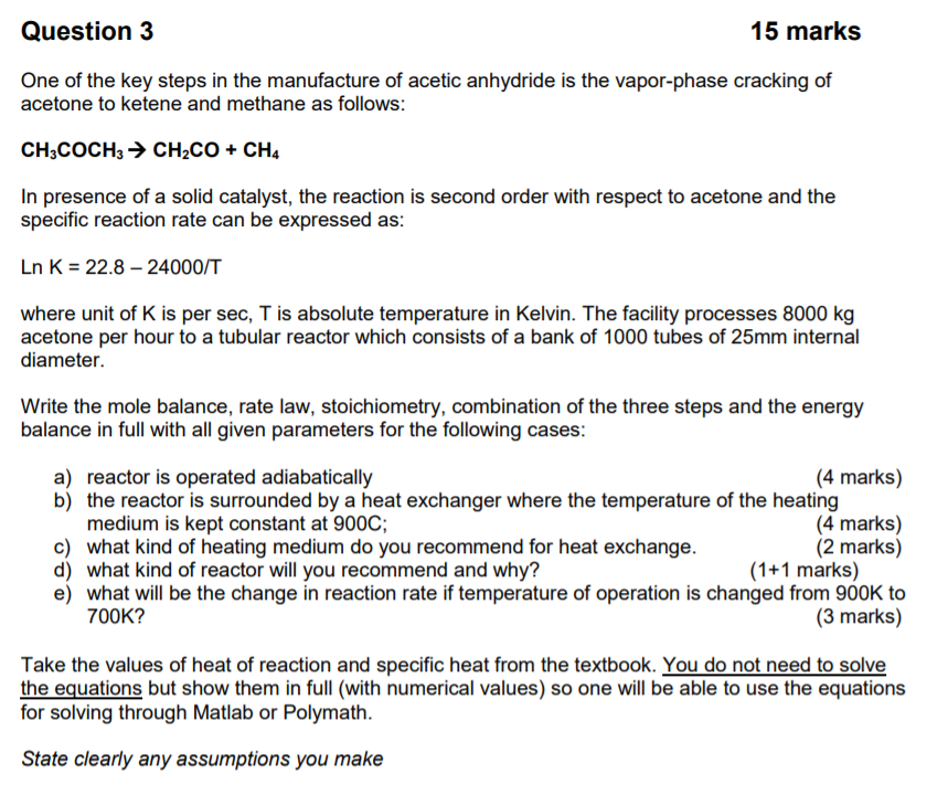 Question 3 15 Marks One Of The Key Steps In The Chegg Com