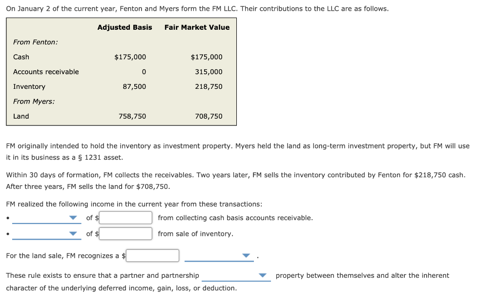 Solved On January 2 of the current year, Fenton and Myers