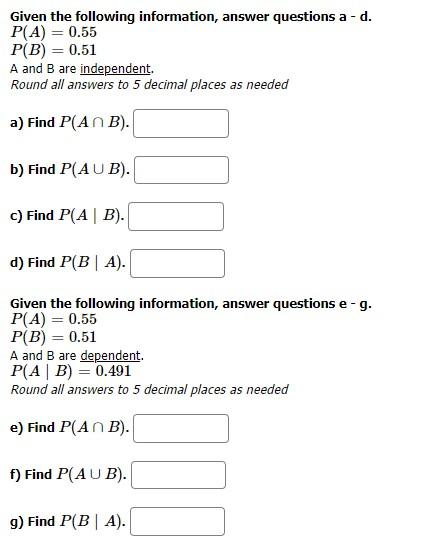 Solved Given The Following Information, Answer Questions A - | Chegg.com