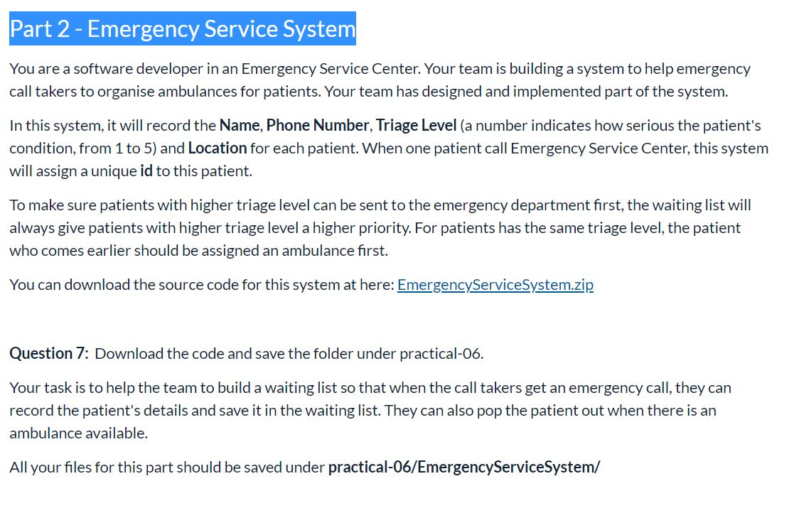 Part 2 Emergency Service System You Are A Softwa