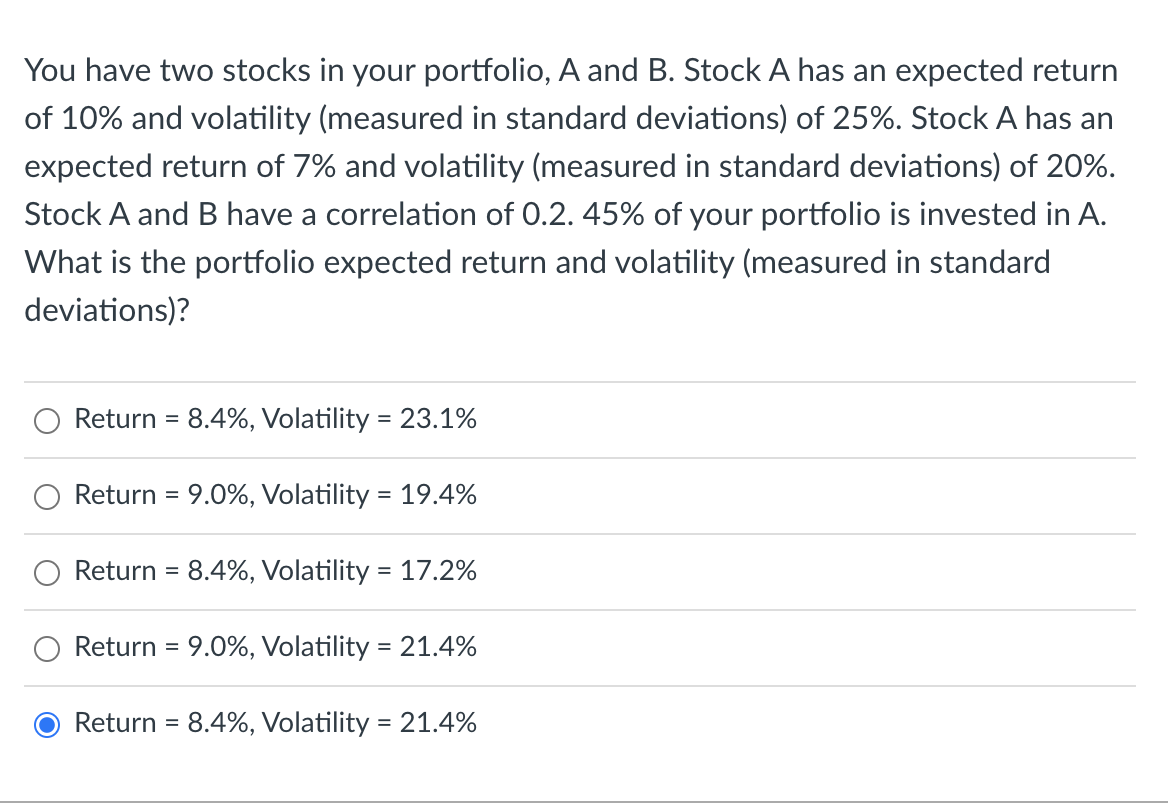 Solved You Have Two Stocks In Your Portfolio, A And B. Stock | Chegg.com