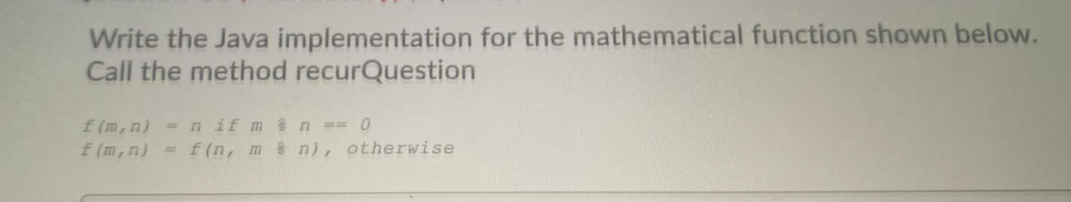 Solved Write the Java implementation for the mathematical | Chegg.com