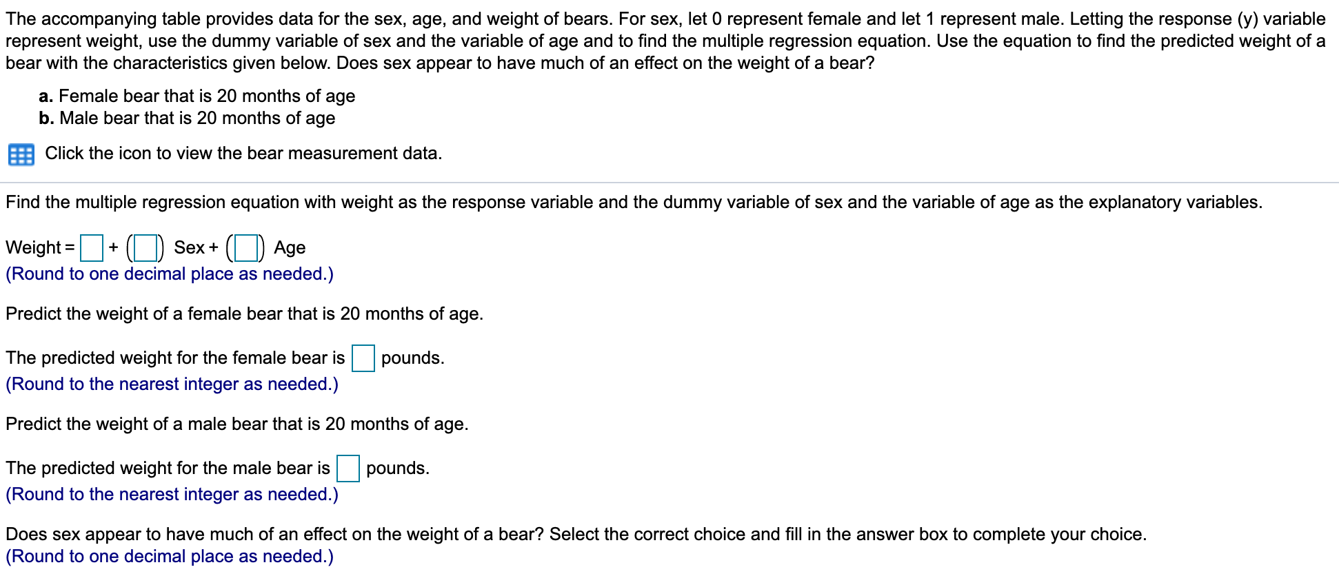 Solved The accompanying table provides data for the sex, | Chegg.com