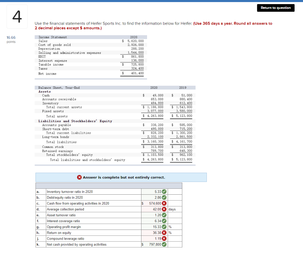 Solved Use the financial statements of Heifer Sports Inc. to | Chegg.com