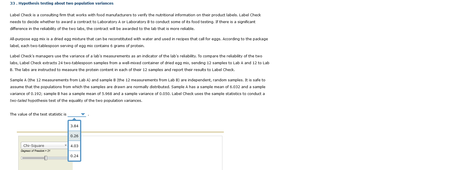 Solved 33. Hypothesis testing about two population variances | Chegg.com